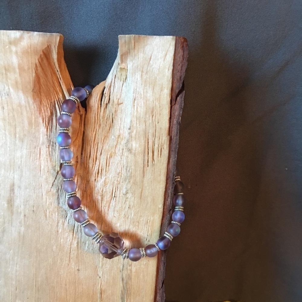 💜gorgeous purple and silver stretch bracelet - Picture 2 of 5